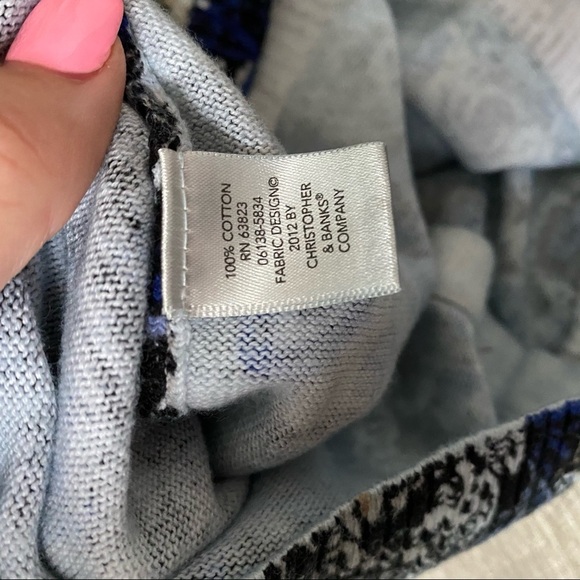 Christopher & Banks Blue Floral Cardigan Sweater Top - Picture 8 of 8